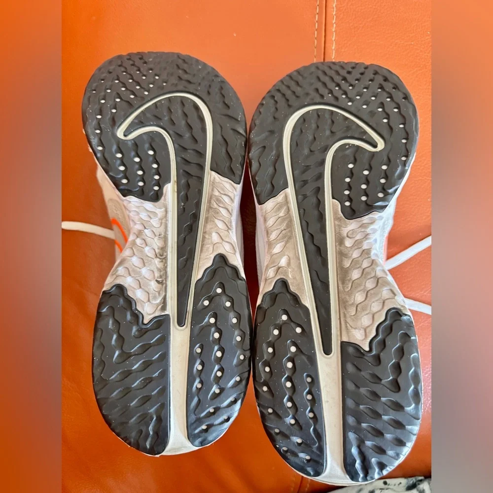 Nike White and Neon Orange Sneakers